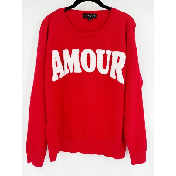 2/$30 33 DEGREES Sweater Size M Red Long Sleeve Soft Amour Love - Picture 3 of 5